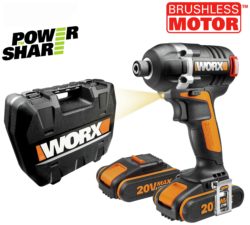 Worx - Brushless Impact Driver with 2 2AH Batteries - 20V